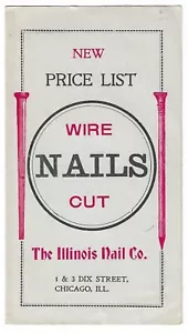1899 Illinois Nail Co. Pricelist 2-Panel Folder Chicago, IL ZZ - Picture 1 of 3