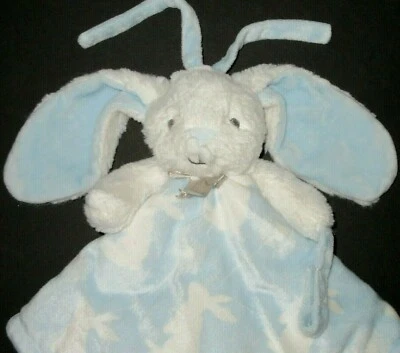 Manta de seguridad de felpa con estampado de conejito azul blanco Mantas y más allá soporte para chupete Foto 1 de 4