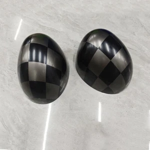 Night Checkered Side Mirror Cover Manual Fold For MINI Cooper R55 R56 R57 R60 - Picture 1 of 9