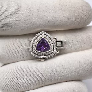 Clasp of Genuine AMETHYST/MOISSANITE/W20MM/L26MM/H9.50MM/2Sts/6.10Grams/$155.00 - Picture 1 of 8
