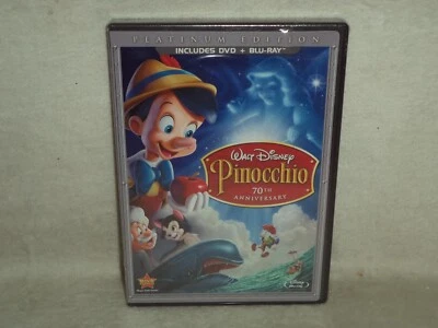 Pinocchio 70th Anniversary Walt Disney Platinum Edition Blu-Ray/DVD 2009 Sealed - Image 1 of 4