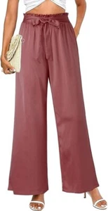 High Waist Wide Leg Silk Tie Knot Palazzo Pant with Pockets Women's XXL NEW 2XL - Picture 1 of 7