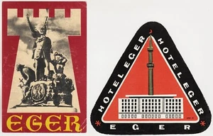HUNGARY Hotel EGGER Set 2 Vintage Luggage Labels 1970s - Picture 1 of 2