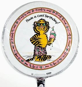 Vintage 80s Classic Mylar Helium Balloon Suzy's Zoo Tiger Cool Birthday Retro - Picture 1 of 7