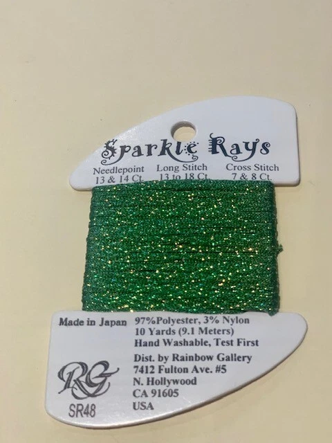 Rainbow Gallery Sparkle Rays #SR48 Green Metallic Needlepoint/Cross Stitch  - Image 1 of 1