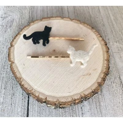 Cat Hair Pins, Kitty Bobby Pin, Womens Hair Pin, Black Cat Bobby Pin, Kitty Hair - Image 1 of 3