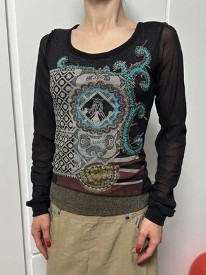 Save The Queen Glitter Mesh Nylon Lurex Top Boho Italy y2k Size M - Изображение 1 из 4