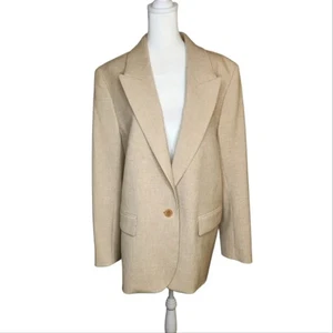 Wilfred Single Breasted Relaxed Blazer with Peaked Lapels Tan Size Large - Picture 1 of 9