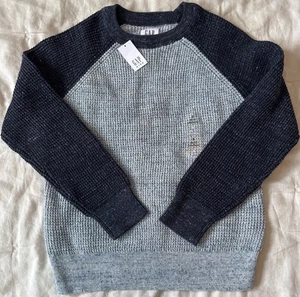 NWT Authentic Gap Kids Crew Neck Long Sleeve Sweater Blue S (6-7) Baseball Style - Picture 1 of 7