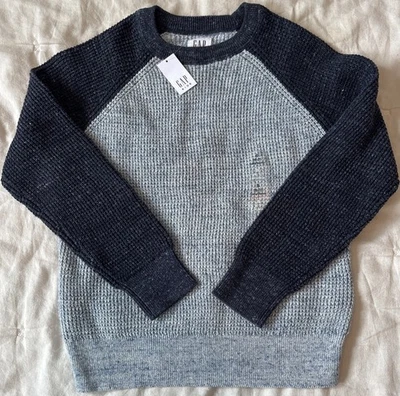 NWT Authentic Gap Kids Crew Neck Long Sleeve Sweater Blue S (6-7) Baseball Style - Image 1 of 4