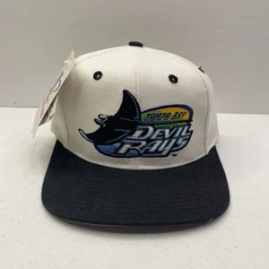 Vintage 90s Logo Athletic Tampa Bay Devil Rays Snapback Hat MLB NWT NEW Cap Wool - Picture 1 of 7