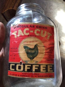 PAPIERETIKETT GLAS GLAS TAC CUT SIOUX CITY IOWA, 1940’s COFFEE ROOSTER.  - Bild 1 von 8
