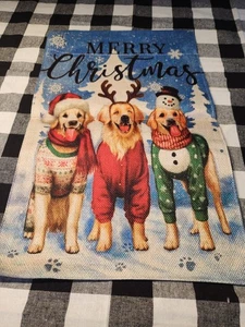 Weihnachten Garten Flagge 11x17 Sackleinen Frohe Weihnachten Hunde doppelseitig - Bild 1 von 1