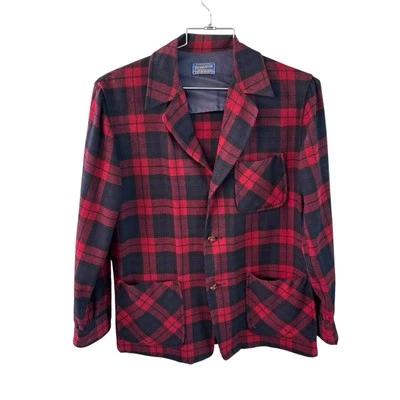 Pendleton винтажный шерсти 3 дерева кнопка свет куртка рубашка красный и черный клетку 3 кармана M - Изображение 1 из 4