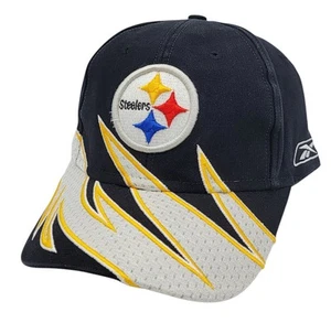 Vintage Pittsburgh Steelers Reebok Structured Strapback OSFM Black Hat Cap - Picture 1 of 7