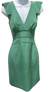 Zac Posen Silk Summer Dress Green Reversible Cowl 2 Deep V-Neck Stretch Zipper - Picture 1 of 14