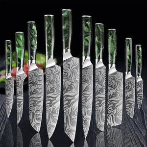 6x Japanese Kitchen Knife Set Damascus Pattern Chef Knife Bag Knife Kit Gift Box - Bild 1 von 15