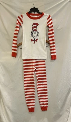 Hanna Andersson Unisex Kids 8 Cat in the Hat Red White Striped Pajamas *plz read - Image 1 of 4