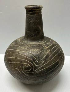 INCREDIBLE CADDO TAYLOR INCISED POTTERY WATER BOTTLE ENGRAVED POT BOWL EFFIGY - Picture 1 of 12