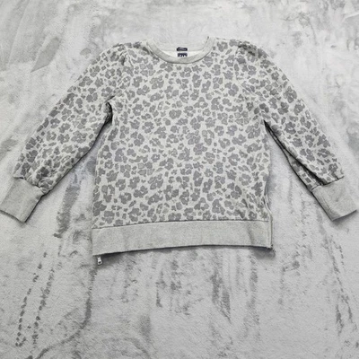 GAP Maternity Sweatshirt Size S Gray Animal Print Leopard Side Zippers Crew Neck - Image 1 of 4