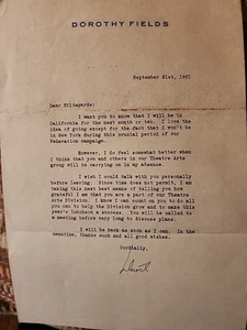 Dorothy FIELDS LETTERHEAD SIGNED LETTER AMBASSADOR HOTEL WALDORF ASTORIA OWNER - Picture 1 of 5