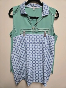 Fairway & Greene Women’s Golf Polo & Skort Set Green /Blue Sz Large - Picture 1 of 10