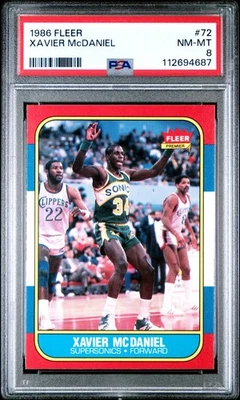Fleer #72 Xavier McDaniel 1986 PSA casi nuevo-como nuevo 8 Foto 1 de 2