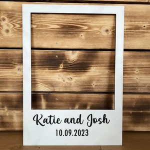 Personalised Wedding Selfie Frame | Wooden Photo Booth Props Backdrop Fun - Picture 1 of 5