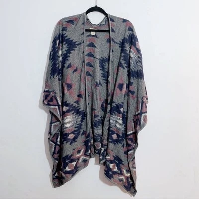 Lucky Brand Kimono Sweater Cardigan OS Boho Aztec Open Front Soft Cozy Layering - Image 1 of 2