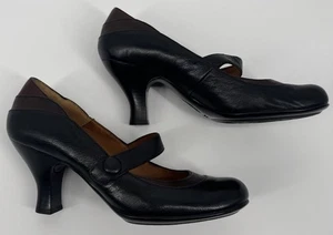 Sofft Women Mary Jane Leather Dark Academia Pumps Heels Black Brown Sz 9M Retro - Picture 1 of 19