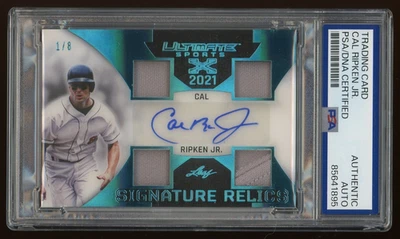 Cal Ripken Jr PSA/DNA (#1/8) 2021 Leaf Ultimate Sports Auto Quad Patch HOF - Image 1 of 2