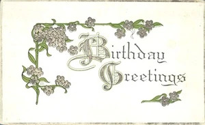 Felicitaciones de cumpleaños flores en tallos 1910 M.T. Postal de Sheahan - Imagen 1 de 2