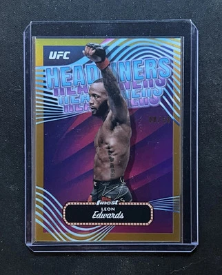 2024 Topps Finest UFC Leon Edwards Headliners 08/50 Gold Refractor - Hobby - Image 1 of 3