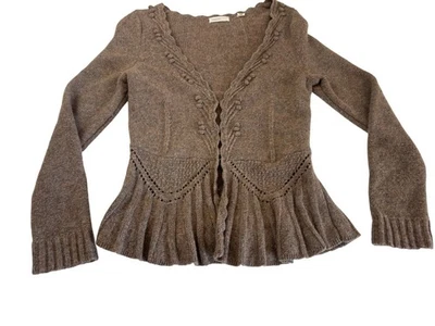 Suéter Anthropologie Sleeping on Snow Crochet Mujer XS-S Marrón Manga Raglán Foto 1 de 4