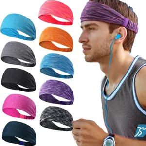Cooling Sports Gym Headbands for Men Women Moisture Wicking Wide Sweat Sweatband - Picture 1 of 15