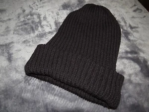 Warme dicke Strick Woll Mütze~handgestrickt~One Size~schwarz~Neu - Bild 1 von 1