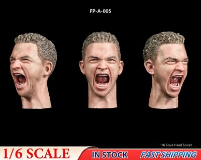 1/6 WWII Soldiers Roar Rage Man Head Sculpt F 12" Hot Toys Worldbox Body Figure - Image 1 of 4