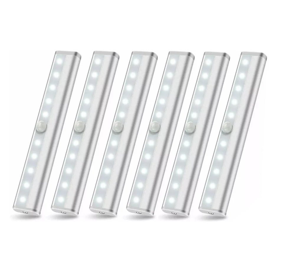 Paquete de 6 luces LED inalámbricas debajo del gabinete con sensor de movimiento que funciona con baterías Foto 1 de 4