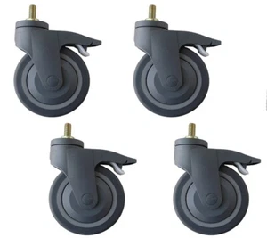 (4) 5" CASTERS WITH BRAKE BY SHEPHERD, 1" THREADED STEM, MEDICAL EQUIPMENT - Picture 1 of 1