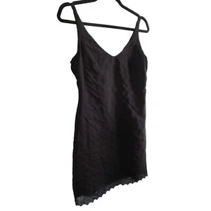 Little Black Dress Sisley of Italy Embroidered Chiffon Overlay Fitted XS - Picture 1 of 20