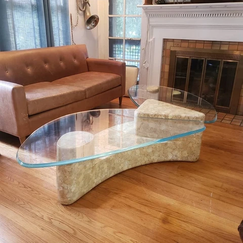 Vintage 1960s Coffee Table by Enrique Garcel with tesselated horn inlays Cover