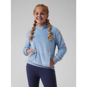 Athleta Girl Feelin' Great 2.0 Hoodie, Size Small (7) Fuzzy Pullover Blue - Picture 1 of 5