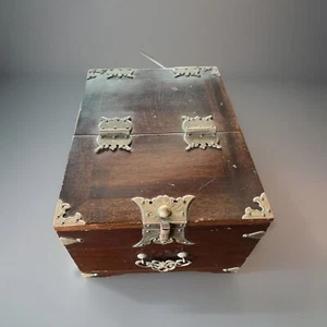 Vintage Wooden Dresser Shaving Vanity Box Fold Out Mirror & Drawer - Picture 1 of 11