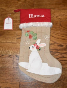 Pottery Barn Kids Bunny Woodland Stocking NEW NWT Bianca Monogram - Picture 1 of 3