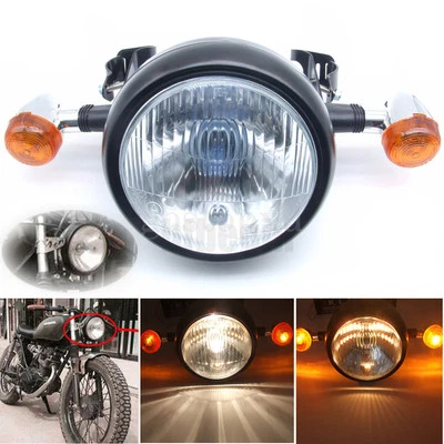 Motorcycle Headlight + 2x Turn Signal Indicator Lights Bracket Amber For Harley - Image 1 of 4