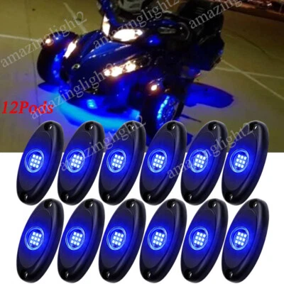 Fit Can-Am Ryker 600 900 800 Blue LED Rock Light Underglow Neon Undercar 12 Pods - Image 1 of 4