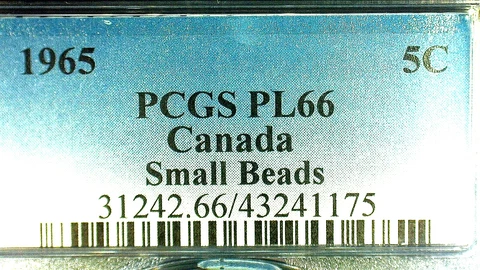 1965 CANADA SM. BEADS PCGS PL66 .5C COIN KM#60.1-REDUCED Cover