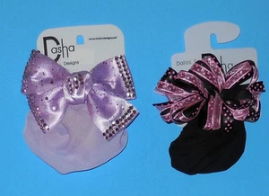 NEW Dasha PINK POLKA DOT/ BLACK & PURPLE RHINESTONE Snood Bun Holders Girls - Picture 1 of 1
