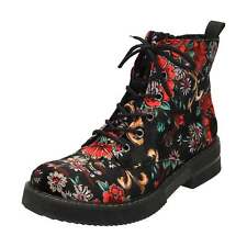 Rieker Ankle Boots Lace Up 72010-90 Black Floral Chelsea Gothic Steampunk Zip
