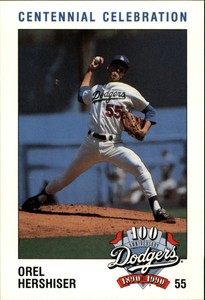 1990 Dodgers Police Baseball Card #55 Orel Hershiser